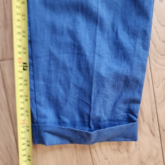 Milano Steel Blue Linen Front Zip, Pockets, Pants Size 16 - Picture 9 of 12